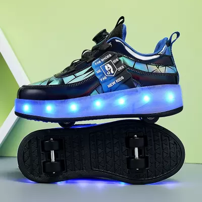 Fashion Light-Up Roller Shoes with Wheels Student Sports Deformable LED Charging Walkable Dual-Purpose Men · YANYAN China shoe factory
