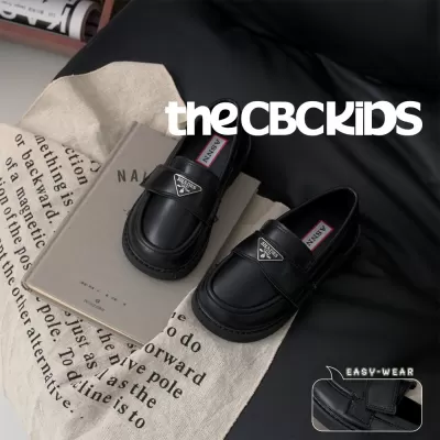 XSHX Triangle Logo Loafers Kids Leather Shoes for Boys Girls Black Velcro 246156 · YANYAN China shoe factory