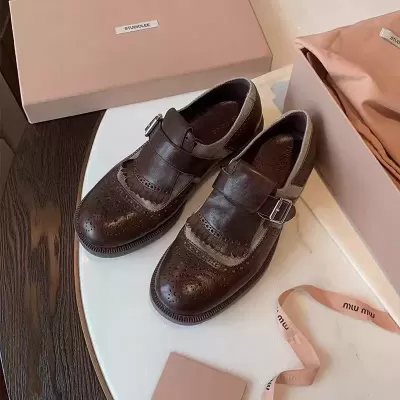 New Brogue Leather Oxford Monk Strap Shoes for Women Autumn · YANYAN China shoe factory