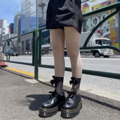 1461 Genuine Leather 3-Hole Thick Sole Mid Chunky Sole Shoes Black Cowhide Women Same Style Leather Shoes