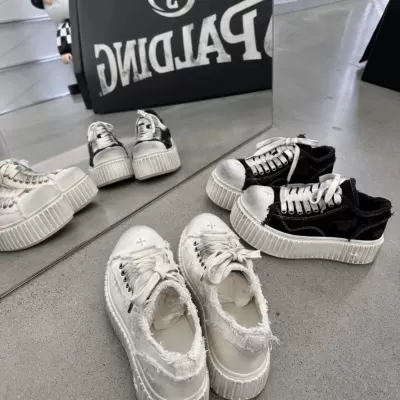 Damen Sommer Dirty Shoes mit Kreuzmuster, Plateau-Canvas-Schnürsneaker 2025 · YANYAN China shoe factory