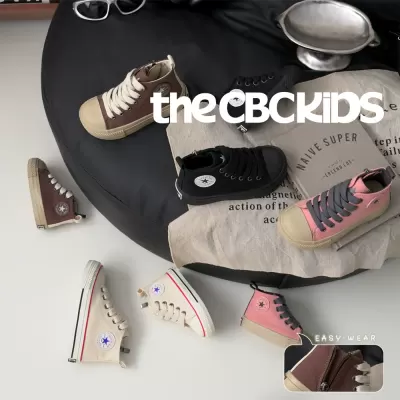 XSHX Vintage Bauhaus Light Soft Kids Canvas Shoes for Toddlers Side Zipper Spring Autumn 246080