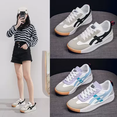 Summer Korean Style Flat White Sneakers for Women, Breathable Casual Student Running Shoes