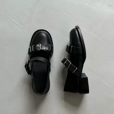 Women's Vintage British Style Mary Jane Shoes, Dark Gothic Round Toe Buckle Low Heel