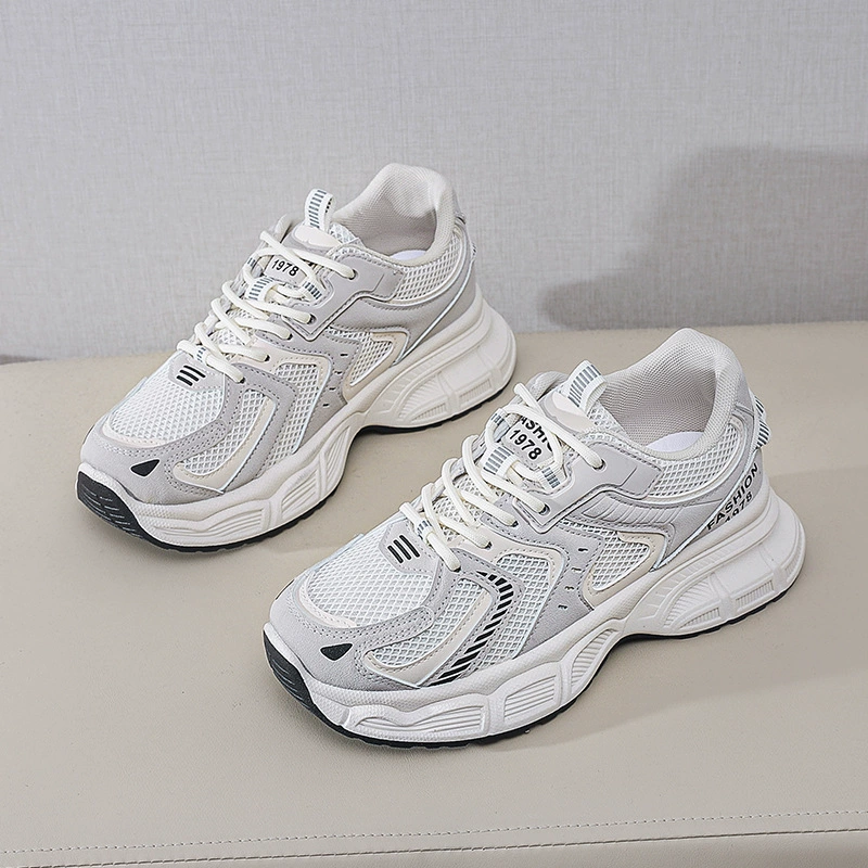 2024 Spring Fall Women's Dad Sneakers, Korean Style Thick Sole Height Increasing Casual Breathable Shoes