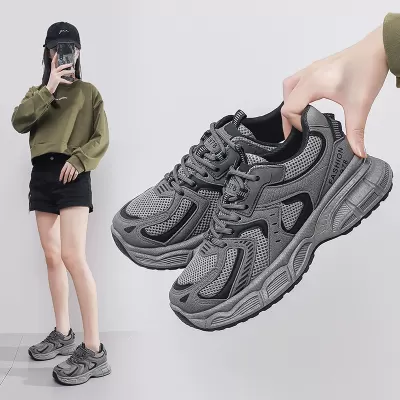 2024 Fall Women's Dad Sneakers, Korean Style Thick Sole Height Increasing Casual Breathable Running Shoes · YANYAN China shoe factory