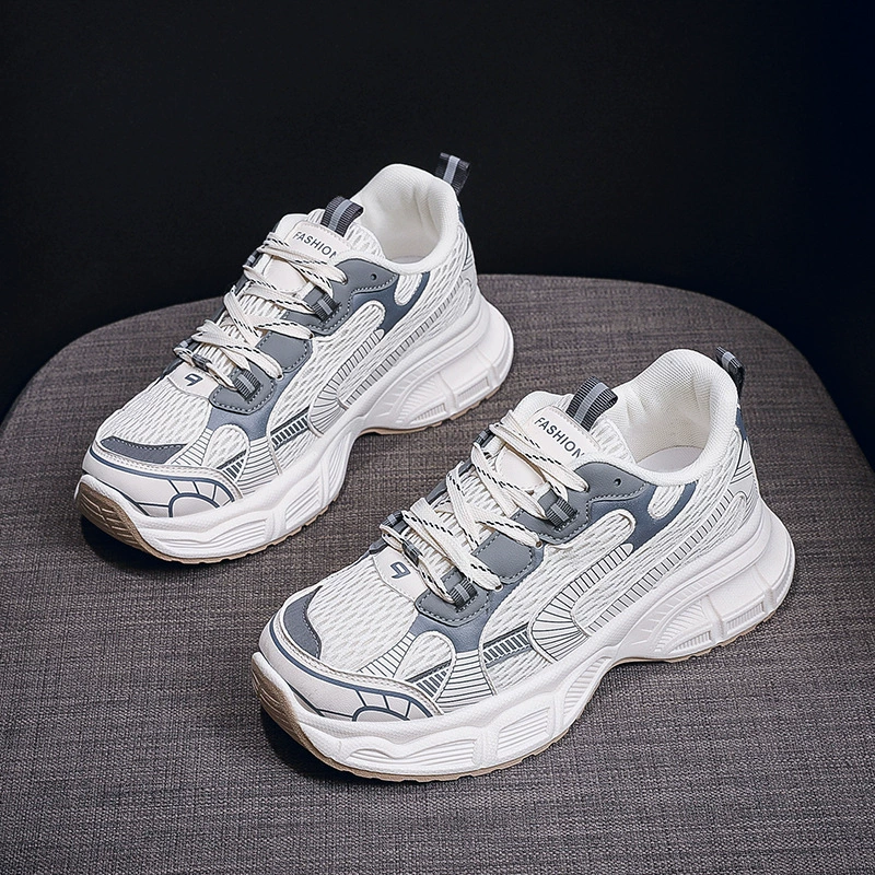 2024 Summer Korean Style Breathable Dad Sneakers for Women, Thick Sole Height Increasing Running Shoes