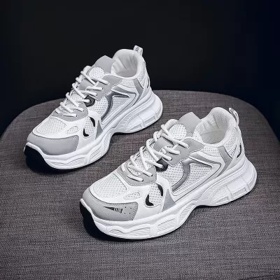 2025 Spring Women's Breathable Mesh Dad Sneakers, Korean Style Thick Sole Casual Running Shoes · YANYAN China shoe factory