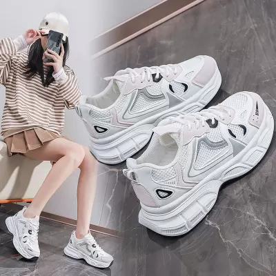 2025 Frühling Damen Atmungsaktive Mesh Dad Sneaker, Koreanischer Style Dicke Sohle Freizeit Laufschuhe · YANYAN China shoe factory