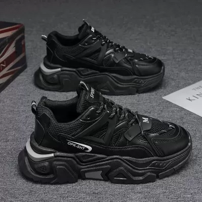 Winter Teen Mesh Running Shoes Black Warrior Dad Shoes Heightening · YANYAN China shoe factory