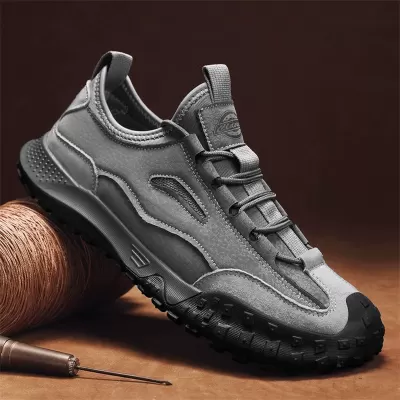 Men's Safety Shoes 2026 Breathable Leather Casual Shoes Spring Non Slip Wear Resistant Hiking Shoes