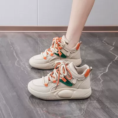 2024 Fall Women's High Top White Sneakers, Korean Style Student Casual Thick Sole Shoes K8638 · YANYAN China shoe factory