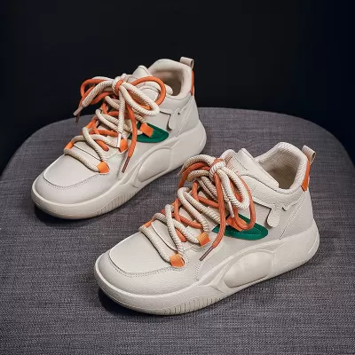 Korean Style High-Top White Shoes for Women 2024 Fall New Thick Sole Casual Sneakers K8638 · YANYAN China shoe factory