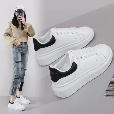 White Sneakers for Women Korean Style 2024 Spring Autumn Thick Sole Platform Casual Shoes · YANYAN China shoe factory