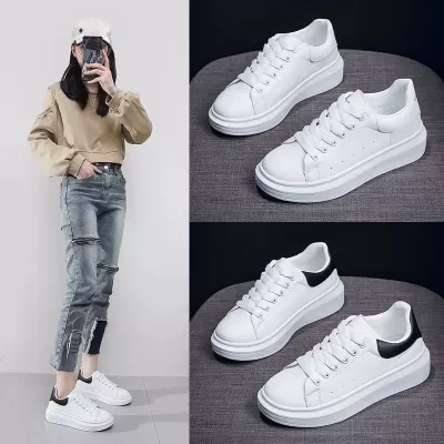 White Sneakers for Women Couple Korean Style 2024 Spring Autumn Thick Sole Platform Shoes · YANYAN China shoe factory