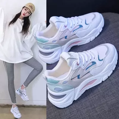 2026 Fall Korean Style Chunky Sneakers for Women Thick Sole Casual Walking Shoes 811-1 · YANYAN China shoe factory