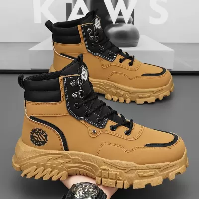 Men's Shoes Autumn 2025 High Top Work Boots Fashion Thick Sole Sports Height Increasing Outdoor Martin Boots