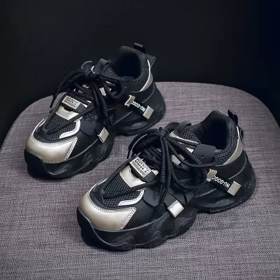 Korean Style Chunky Sneakers for Women 2024 Fall Thick Sole Running Shoes FB3305 · YANYAN China shoe factory