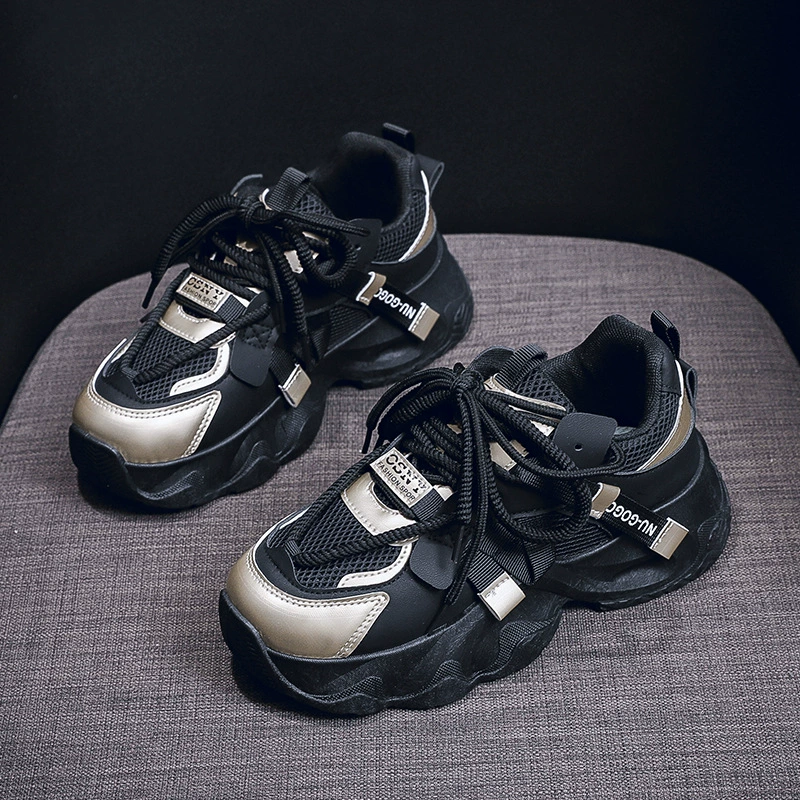 Korean Style Chunky Sneakers for Women 2024 Fall Thick Sole Running Shoes FB3305