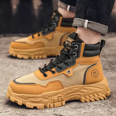 Men's Shoes Spring 2026 Martin Boots Fashion Versatile Work Shoes Non Slip Wear Resistant Thick Sole