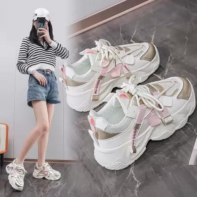 Chunky Sneakers for Women 2024 Fall New Mesh Breathable Thick Sole Casual Shoes · YANYAN China shoe factory