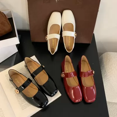 Autumn New French Square Toe Mary Jane Flat Shoes for Women · YANYAN China shoe factory