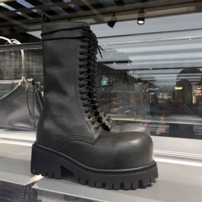 Women's Cool Big Toe Mid-Calf Boots 2025, Chunky Heel Thick Sole Lace-Up Work Boots