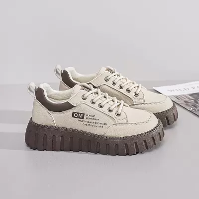 2024 Fall White Sneakers Korean Style Thick Sole Platform Casual Shoes for Women XQ229 · YANYAN China shoe factory