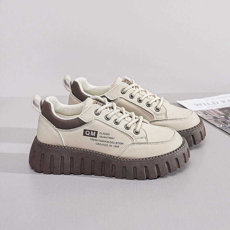 2024 Fall White Sneakers Korean Style Thick Sole Platform Casual Shoes for Women XQ229