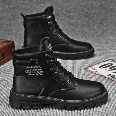 Men's Shoes Autumn Martin Boots Fashion Versatile Work Shoes Non Slip Wear Resistant Thick Sole Bumblebee Work Boots