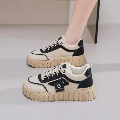 White Sneakers for Women 2025 Fall Korean Style Thick Sole Platform Casual Shoes · YANYAN China shoe factory