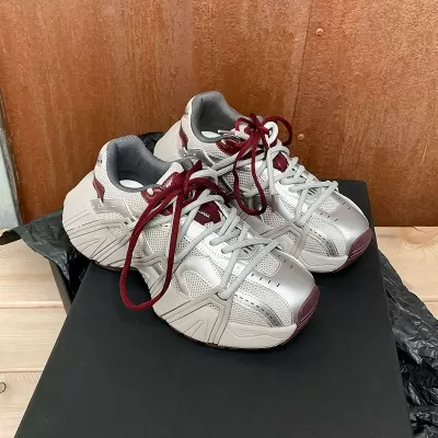 Autumn Winter Retro Platform Lace Up Sneakers for Women 6cm Height