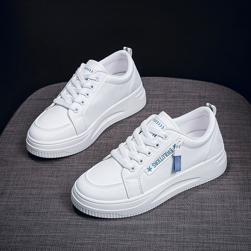 White Sneakers for Women 2025 Spring Korean Style Thick Sole Platform Casual Shoes QR661