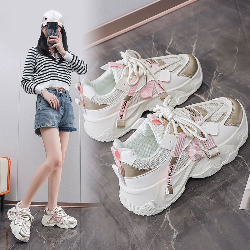 Chunky Sneakers for Women Fall New Mesh Thick Sole Casual Walking Shoes