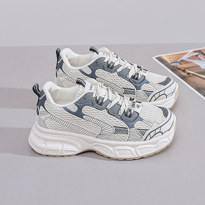 2024 Fall Korean Style Breathable Chunky Sneakers for Women Thick Sole Running Shoes