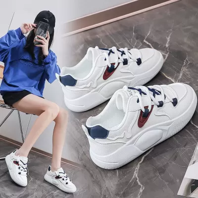 Fall 2024 New Breathable White Sneakers for Women Korean Style Thick Sole Casual Shoes · YANYAN China shoe factory