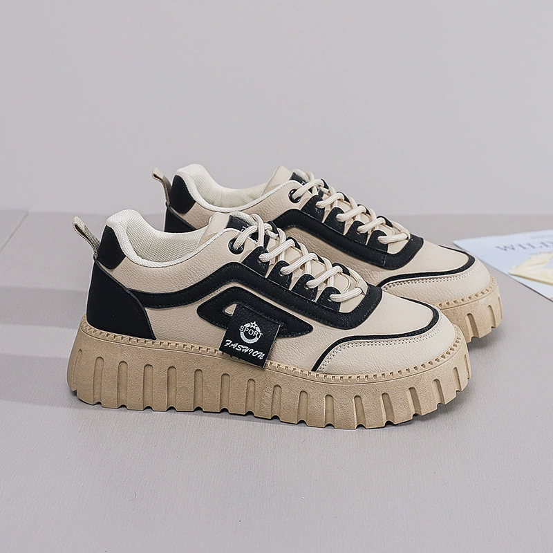 2024 Fall White Sneakers Korean Style Thick Sole Platform Casual Shoes for Women