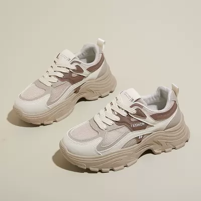Chunky Sneakers for Women 2024 Fall Korean Style Thick Sole Breathable Mesh Shoes · YANYAN China shoe factory