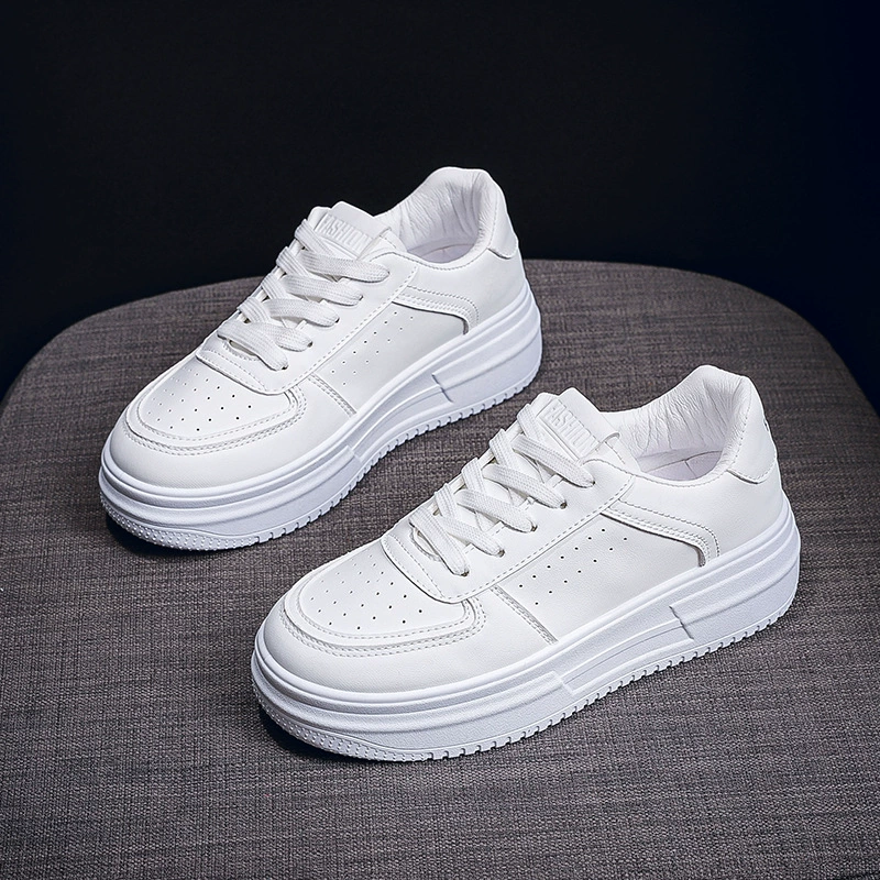 White Sneakers for Women 2024 Fall Korean Style Thick Sole Platform Casual Shoes
