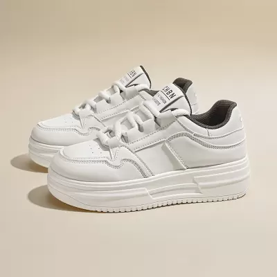 Fall New Breathable White Sneakers for Women Korean Style Thick Sole Casual Shoes · YANYAN China shoe factory