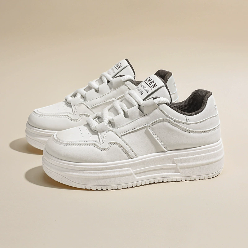 Fall New Breathable White Sneakers for Women Korean Style Thick Sole Casual Shoes