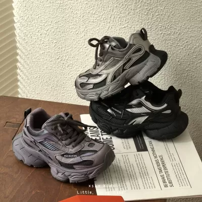 XSHX Retro Paris Lightweight Dad Shoes Kids Leather Anti-Foul Velcro Partition Anti-Slip Rubber · YANYAN China shoe factory