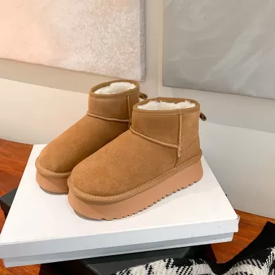 New Winter Korean Fur Lined Round Toe Platform Snow Boots for Women · YANYAN China shoe factory