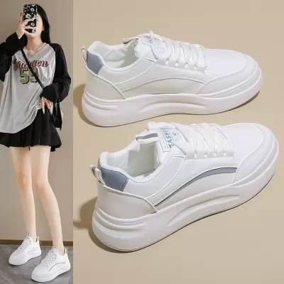 Korean Style White Sneakers for Women 2024 Fall Breathable Thick Sole Casual Shoes SH835 · YANYAN China shoe factory