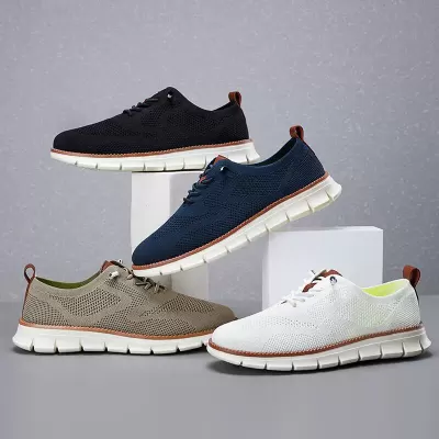 2025 New Mesh Breathable Men's Casual Shoes Soft Sole Sports Sneakers British Style