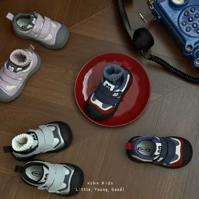 XSHX Kids Retro Sneakers, Unisex, Autumn Winter, Fleece, Mid Top, Rubber, Anti-Slip · YANYAN China shoe factory