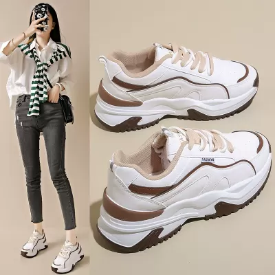 Korean Style Chunky Sneakers for Women 2025 Spring Breathable Casual Thick Sole Shoes A28 · YANYAN China shoe factory