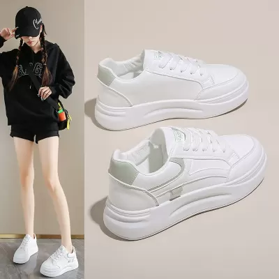 White Sneakers for Women 2024 Fall Thick Sole Korean Style Casual Student Board Shoes · YANYAN China shoe factory