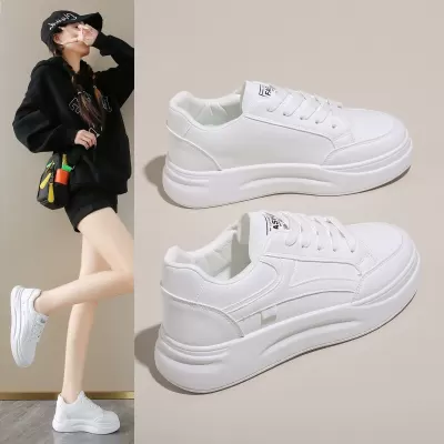 White Sneakers for Women 2024 Fall Thick Sole Korean Style Casual Student Board Shoes · YANYAN China shoe factory