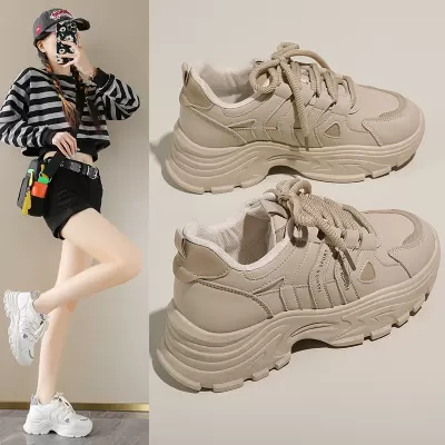 Korean Style Dad Sneakers for Women 2024 Fall Thick Sole Running Casual Shoes H6578 · YANYAN China shoe factory